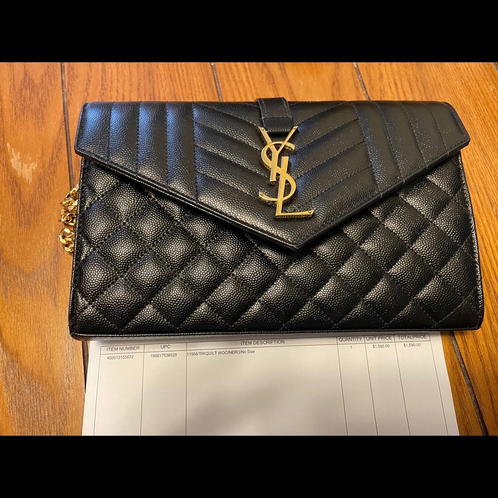 YSL Envelope Matelasse Leather Wallet-On-Chain